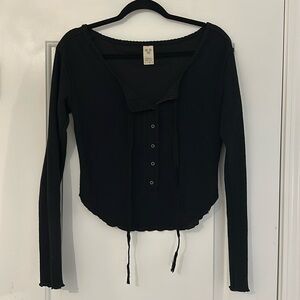 Free People Long Sleeve: Black/charcoal